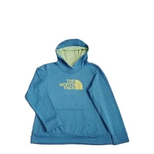 The North Face Women's Fleece Lined Blue Hoodie Pullover Big Logo XLarge Pocket